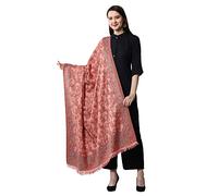 Weavers Villa Women's Pashmina Wool Blend Indian Handicraft Woven Shawls, Scarf, Wraps [Large Size: 40" X 80"], Peach, [Size: 40 X 80 Inches]