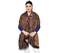 Weavers Villa Women's Pashmina Wool Blend Indian Handicraft Woven Shawls, Scarf, Wraps [Large Size: 40" X 80"] - Black - [40 X 80 Inches]