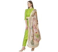 Weavers Villa Women's Poly Silk Digital Graphic Printed Ethnic Dupatta/Chunni, White, 2.25 Metres