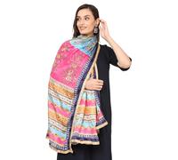 Weavers Villa Women's Poly Silk Digital Graphic Printed Mirror Work Ethnic Dupatta, Chunni