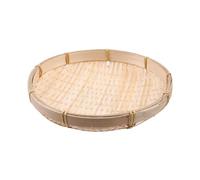 Weaving Bamboo Sieve Raft Round Dustpan, Kitchen Storage Kitchen Storage Round Dustpan Wicker, Sieve Bamboo Raft Fruit Bread Basket(22cm)