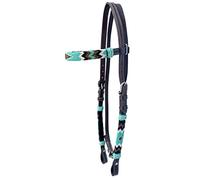 Weaving Craft Stunning Brown Leather Snaffle Cavesson Horse Riding Bridle Leather With Functional Buckles Western Headstall Rawhide Knotting Stitched with Multi Color Beads Standard Size