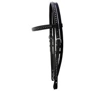 Weaving Craft Stunning Dark Brown Leather Snaffle Cavesson Horse Riding Bridle Leather With Functional Buckles Western Headstall Design Stainless Steel Round Studs Straight Browband _ Standard Size