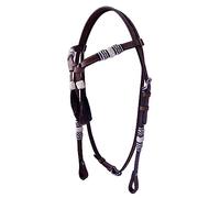 Weaving Craft Stunning Tan Leather Snaffle Cavesson Horse Riding Bridle Leather Western Headstall Hand Braided Rawhide Knotting Futurity Knot Black Color Hair Tassels Standard