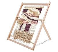 Weaving Loom for Beginner Large Solid Beech Wood Weaving Loom Kit-Foldable Adjustable Woven Wall Art for Tapestry/Floor Mat/Scarf Hand Knitting Frame