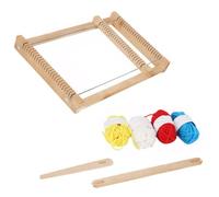 Weaving Loom, Weaving Loom for Kids Beginner, Weaving Kit, 7-Piece Set Square Frame Wooden Weaving Loom Kit, Wooden Weaving Loom Set for Children's Educational Toys (Loom*1, Comb*2, Wool*4)