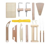 Weaving Shuttle Kit, 20-Piece Set Wooden Beveled Inkle Weaving Shuttle Kit Knitting Board Warping Pegs and Clamp Warping Clamp Weaving Loom Accessories for Beginners