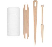 Weaving Thread, Natural Cotton Thread Rug Yarn Loom Warp with 3 Accessories Perfect for Weaving Carpet Tapestry Rug Blanket or Pattern Warping Thread for Any Loom