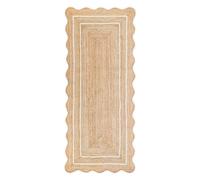 Weaving Village Wave Scalloped Natural Jute Runner, Off White (2'6"x6'): Boho Farmhouse Entryway Scallop Rug