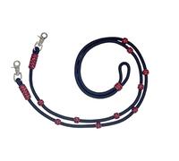 WeavingCraft Hand-Braided Roping Reins with Red Colored Knots: Premium Black Nylon- Raw Hide Leather Horse Tack - Expertly Crafted