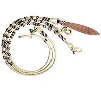 WeavingCraft Handcrafted Natural Rawhide Rope with Brown Cross-Platted Design - Genuine Leather, Braided Knots, Ideal for Horse Tack,Romal Reins