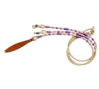 WeavingCraft Premium Hand-Braided Natural Rawhide Rope with Multicolour Knots - Authentic Raw Hide Leather Horse Tack, Romal Reins (Multi)-8.5 Ft Rein, 52' Romel