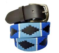 WeavingCraft Premium Handmade Mens Womens Leather Embroidered Designer Polo Belt - Hand Stitched Argentinian Leather (Blue), Multicolour-2, FIT TO WAIST 32'' TO 36''