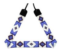 Weavish Beaded Hatband Native American Style Southwestern Cowboy Rode Handmade Head/Hat Band Collection (Blue White)