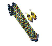 Weavish Native American Style beaded necklace for women Boho Statement Designer Jewelry Handmade Seed bead Long with earrings (#2), One Size, Glass, cz glass seed beads