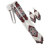 Weavish Native American Style beaded necklace for women Boho Statement Designer Jewelry Handmade Seed bead Long with earrings, One Size, Glass, cz glass seed beads