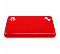 Weavonix Dog Bed Mattress with Removable Washable Cover, Soft Cosy Pet Sleeping Mat with Bonded Fibre Filling, Water Resistant, Non-Slip Bottom, Foldable Dog Crate Cushion, Red, 80x58cm
