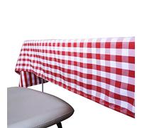 Weavric Checkered Rectangular Tablecloth, 52x114 Inches 132x290cm, Washable Wrinkle Stain Free Gingham for Buffet Table, Outdoor Picnic, Hotel, Restaurant, Party, Holiday, Christmas, Red and White