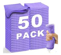 WEAWE Microfibre Cloth - premium 2100 Series 33x33cm Ultra Soft Highly Absorbent cloths, Reusable and No Fading, Lint Free-Machine Wash - Purple (Pack of 50)