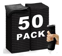 WEAWE Microfibre Cloth - premium 2100 Series 33x33cm Ultra Soft Highly Absorbent cloths, Reusable and No Fading, Lint Free-Machine Wash - Black (Pack of 50)