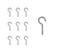 WEAXIO Pack of 15 Screw Hooks, 304 Stainless Steel M3 x 40 mm Heavy Duty Hook Screw Ceiling Hook Cup Hook Self Tapping Eye Screws Hanger Open Loop for Hanging Objects
