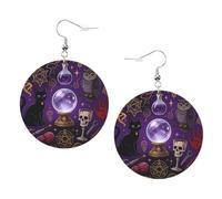 Web Gourd Print Custom Halloween Round Leather Earrings | Show Off Spooky Style This Halloween, Grab Eyes At Halloween Party And Trick-Or-Treat Events