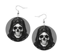 Web Gourd Print Custom Halloween Round Leather Earrings | Show Off Spooky Style This Halloween, Grab Eyes At Halloween Party And Trick-Or-Treat Events
