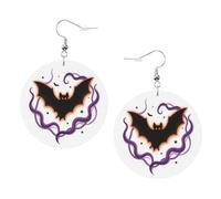 Web Gourd Print Custom Halloween Round Leather Earrings | Show Off Spooky Style This Halloween, Grab Eyes At Halloween Party And Trick-Or-Treat Events