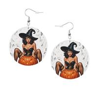 Web Gourd Print Custom Halloween Round Leather Earrings | Show Off Spooky Style This Halloween, Grab Eyes At Halloween Party And Trick-Or-Treat Events