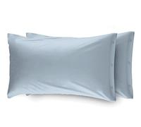 WEB LINEN Pair of 100% Cotton Pillow Cases with Side Buttons 52x82, Plain Blue