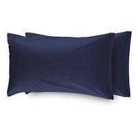 WEB LINEN Pair Of Pillow Cases 100% Cotton, Pillow Cases With Side Buttons 52x82, Solid Color Midnight Blue