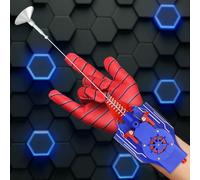 Web Shooter with Gloves - 8FT Spider Web Launcher for Kids, Spider Silk Slinger Wrist Toy for Superhero Funs (Blue)