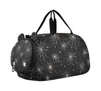 Web Spider Black Glittering Small Gym Bag with Shoes Compartment Large Capacity Overnight Bag for Boys and Girls