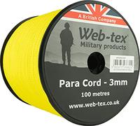 Web-tex Paracord Reel 100m x 3mm, Durable Polypropylene Parachute Cord, 70kg Breaking Strength, 330ft length - Ideal for Camping, Bushcraft, Hiking, DIY Crafts, Survival Kits, Hammocks - Yellow