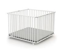 WEBABY - Folding playpen 100X100 White CALI | XXL playpen with 4 casters | Adjustable Bottom 3 Heights | for Children up to 24 Months