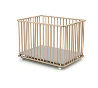 WEBABY - Folding playpen 70x100 Raw Beech CALI | Foldable Playpen | Adjustable Bottom 3 Heights | Washable Bottom | for Children up to 24 Months