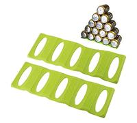 Webake 2 Pack Bottle Stacking Mat, Foldable Silicone Bottle and Can Stacker, Can Holder Rack Space Saver Organizer for Refrigerator, Pantry, Countertop, Cabinet (Green)