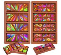 Webake 2 Pcs Holographic Chocolate Mould Silicone Chocolate Bar Moulds Candy Moulds