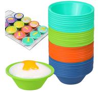 Webake 36 Pcs Platinum Silicone Puto Molder Filipino Medium-Size, 2.75" Reusable Kutsinta Molder for Steamer, Plastic Replacement Baking Cup, BPA-Free and Non-Stick, Great for Bite-Size Muffin, Tart