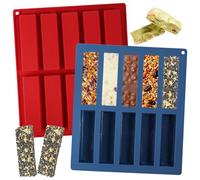 Webake 50g Small Granola Bars Mould 10 Cavity, 2Pcs Mini Chocolate Bar Moulds Silicone Rectangle Energy Cereal Bar Mould for Baking