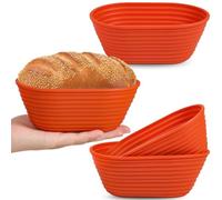 Webake 6.5 Inch Silicone Oval Small Banneton Basket, Mini Banneton Bread Proofing Basket for Sourdough Bread Soup Bowls, 4Pcs