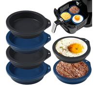 webake Air Fryer Egg Mould Silicone 4'' 10 cm 6 Pcs Burger Buns Moulds Mini Rainbow Cake Tins Round