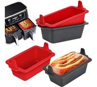 webake Air Fryer Loaf Tin 4 Pcs Mini Silicone Bread Mould for Dual Air Fryer Baking Tray Silicone Loaf Tins for Baking Breads, Loaves, Cakes, 14.5 x 8.3 x 5.5cm