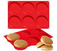 webake Brioche Burger Buns Moulds Silicone Yorkshire Pudding Tray 2 Pcs 6 Cavity 10 cm Large Yorkshire Pudding Tin Disc Cake Mold Resin Coaster Moulds, 33 x 22,2 x 2 cm