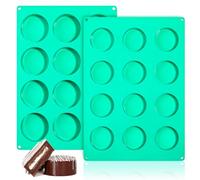 Webake Cake Puck Mold Set 2 Different Sizes, 12-Cavity Silicone Molds for Chocolate Covered Desserts, Flat Cake Pop, BPA Free, 2Pcs