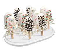 Webake Cakesicle Stand Set, Popsicle Display Holder Wooden Stand Dessert Table, 3 Colorful Diamond Shape Holder in 1 Hexagon Base, 12 Holes