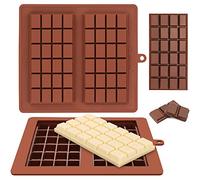 Webake Chocolate Bar Moulds Silicone 2 Pcs Break-Apart Candy Molds for Chocolate Chunk Protein Energy Bar, Easy Release Candy Molds