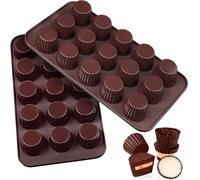 Webake Chocolate Moulds Silicone Peanut Butter Cup Mould 2 Pcs for Snack Size Peanut Butter Cup, Chocolate, Keto Fat Bomb