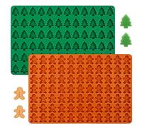 Webake Christmas Chocolate Moulds Silicone 2 Pcs Mini Christmas Tree Mould Gingerbread Man Mould Gummy Moulds for DIY Chocolate Baking Cookies Candy