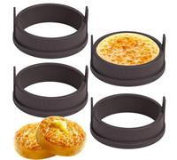 webake Crumpet Rings Non Stick Silicone 4 Pcs 9cm Pancake Mould Egg Rings Muffin Ring Baking Rings for Homemade Crumpets, Muffins, Pancake Cakes